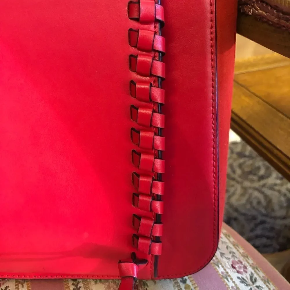 SeebyChloe Tilda Red Leather Handbag w/Sueded Bottom, Missing Crossbody Strap
